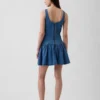 Denim Drop-Waist Mini Dress