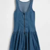 Denim Drop-Waist Mini Dress