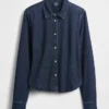 Denim Fitted Crop Shirt