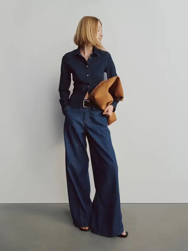 Denim Fitted Crop Shirt