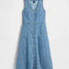 Denim Handkerchief Midi Dress