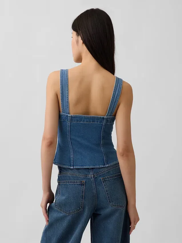 Denim Pocket Corset Top