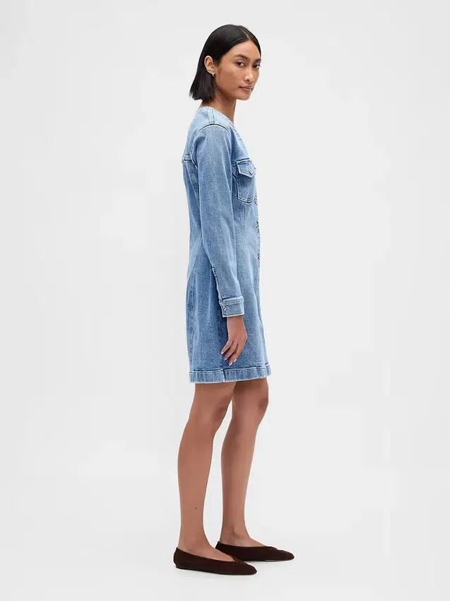 Denim Pocket Mini Dress