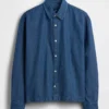 Denim Relaxed Straight-Hem Shirt