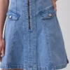 Denim Seamed Zip-Front Mini Dress