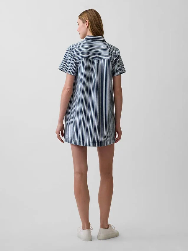 Denim Stripe Popover Mini Dress
