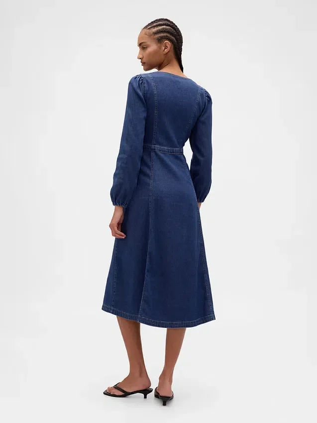 Denim Sweetheart Midi Dress