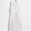 Denim Tie-Belt Midi Dress