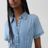 Denim Tie-Waist Midi Shirtdress