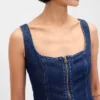 Denim Zip-Front Mini Dress