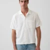 Dobby Relaxed Straight-Hem Shirt