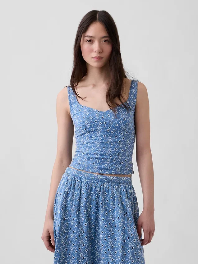 Eyelet Crop Bustier Top
