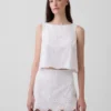 Eyelet Crop Shell Tank Top