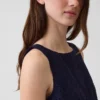 Eyelet Crop Shell Tank Top