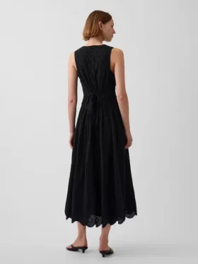 Eyelet Drop-Waist Maxi Dress