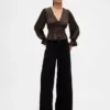 Eyelet V-Neck Peplum Top