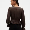 Eyelet V-Neck Peplum Top