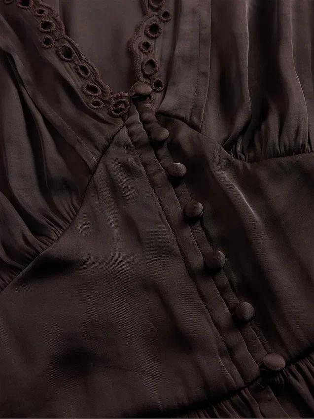 Eyelet V-Neck Peplum Top