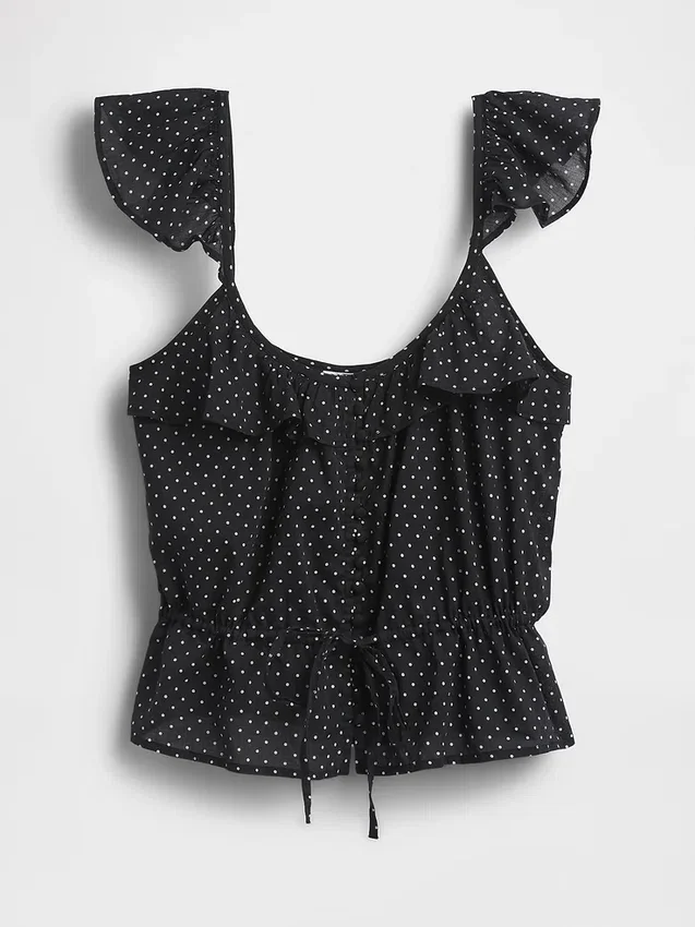 Flutter-Sleeve Tie-Waist Top