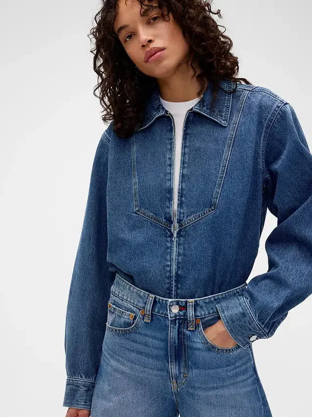 Gap × Victoria Beckham Denim Zip Shirt