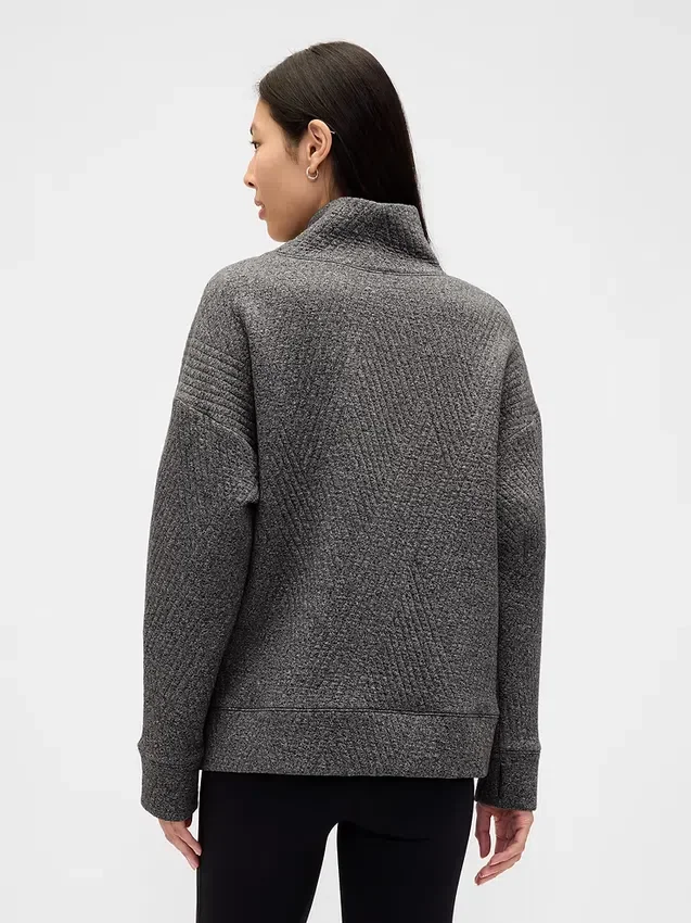 Gapfit Quilted Jacquard Knit Funnel-Neck Pullover