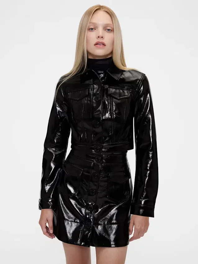 Gapstudio Vegan Patent Leather Crop Jacket