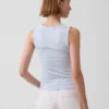 Gingham Pointelle Shell Tank Top
