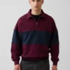 Heavyweight Oversized Stripe Half-Zip Pullover