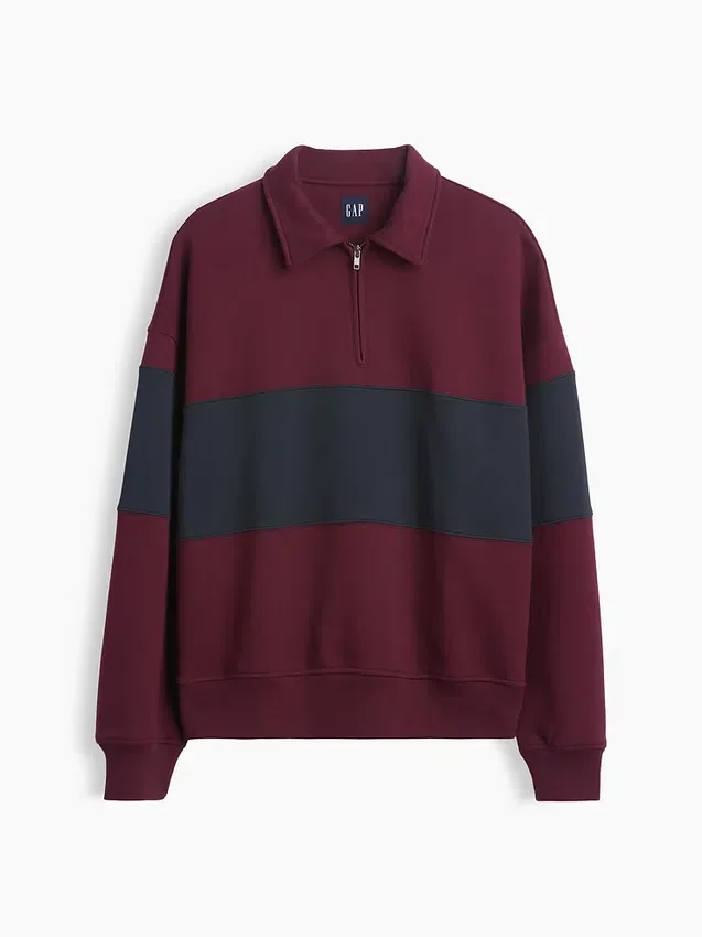 Heavyweight Oversized Stripe Half-Zip Pullover