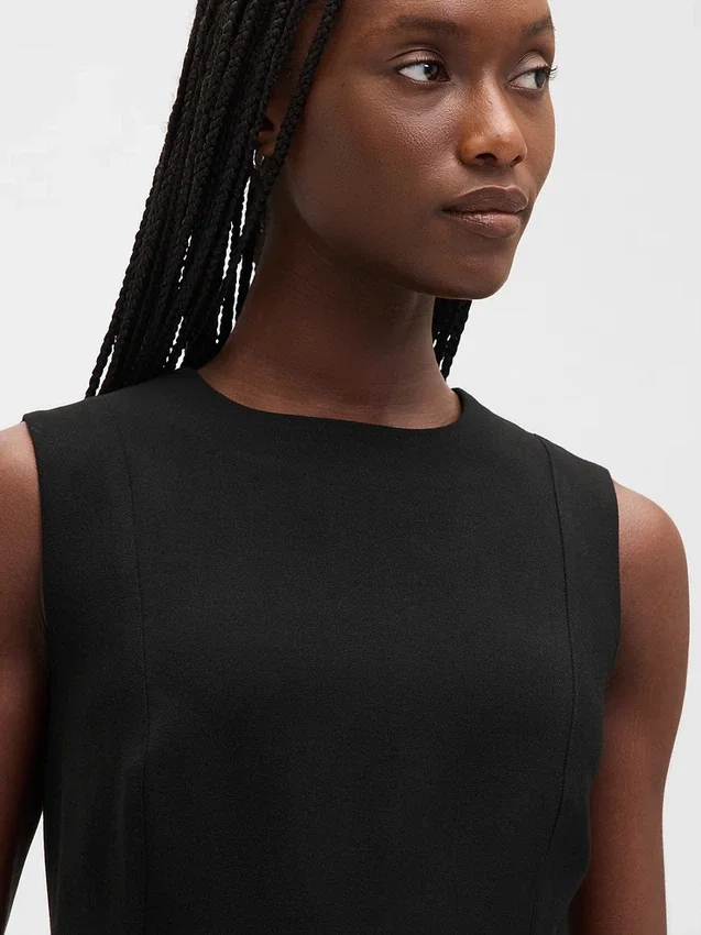 High-Neck Mini Shift Dress