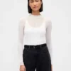 High-Neck Sheer Sweater