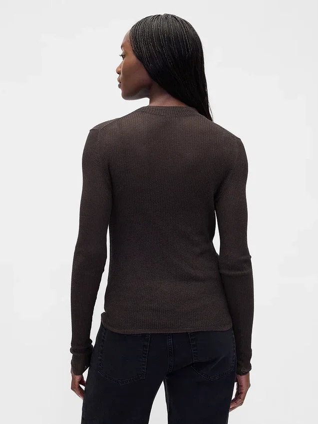 High-Neck Sheer Sweater