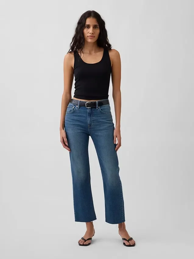 High Rise '90S Slim Straight Crop Jeans