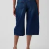 High Rise Belted Culotte Barrel Jeans
