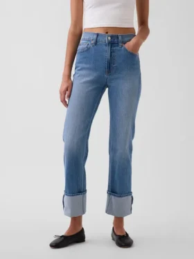 High Rise Cuffed ’90S Slim Straight Jeans
