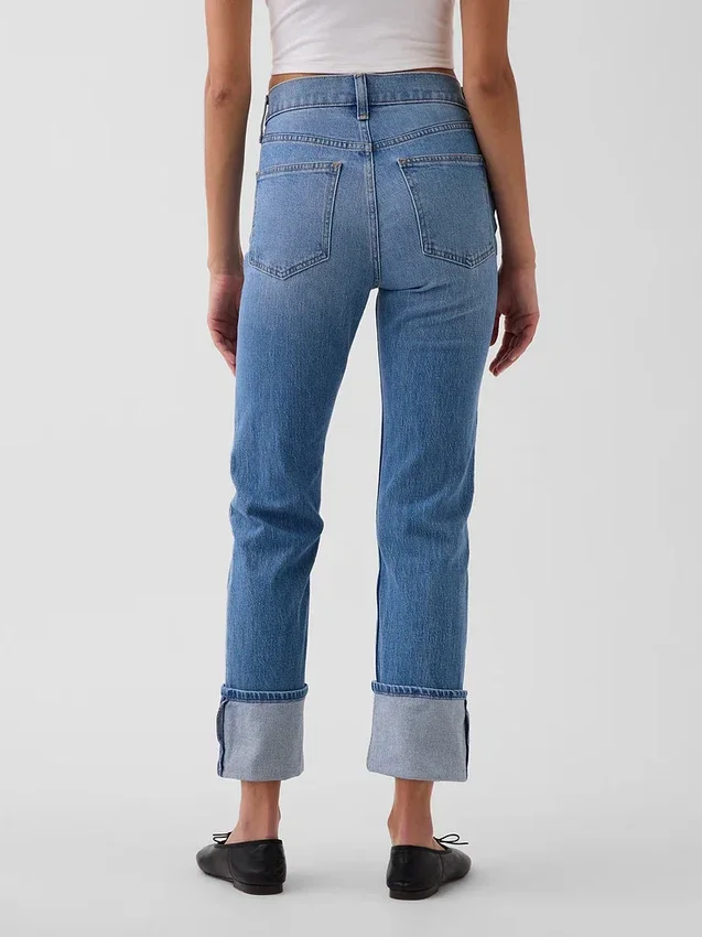 High Rise Cuffed '90S Slim Straight Jeans