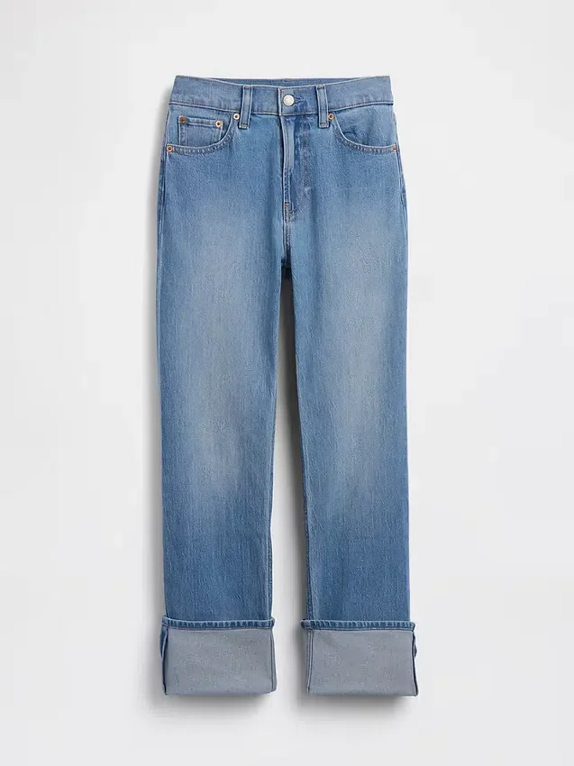 High Rise Cuffed '90S Slim Straight Jeans