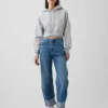 High Rise Cuffed Barrel Jeans