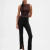 High Rise Double Knit Split-Hem Flare Pants