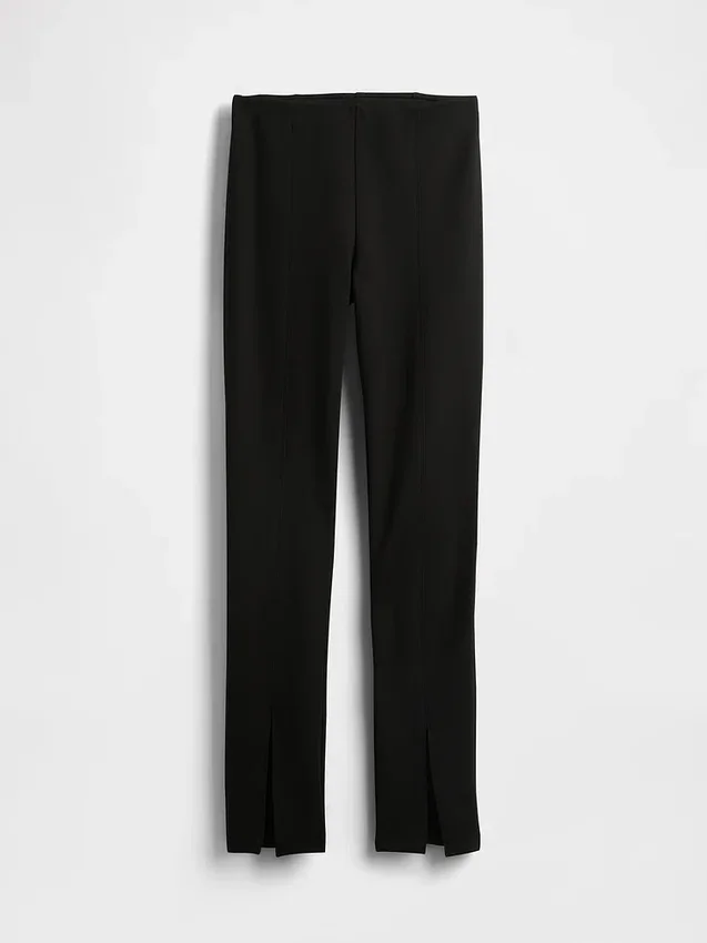 High Rise Double Knit Split-Hem Flare Pants