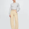 High Rise Khaki Stripe Barrel Jeans