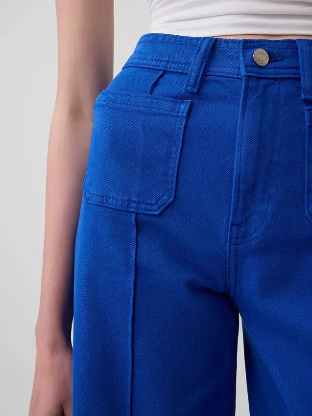 High Rise Stride Wide-Leg Ankle Jeans
