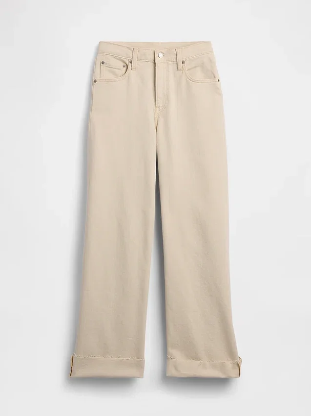 High Rise Stride Wide-Leg Ankle Jeans