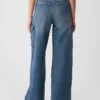 High Rise Stride Wide-Leg Cargo Jeans
