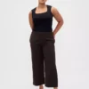 High Rise Twill Straight Ankle Pants