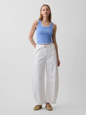 High Rise Ultrasoft Belted Horseshoe Jeans