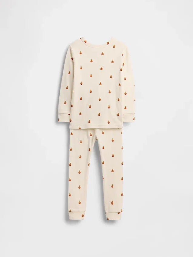 Kids & Baby Organic Brushed Cotton Pumpkin Bear Pj Set