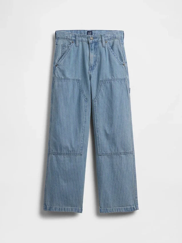 Kids Baggy Stripe Double-Knee Carpenter Jeans