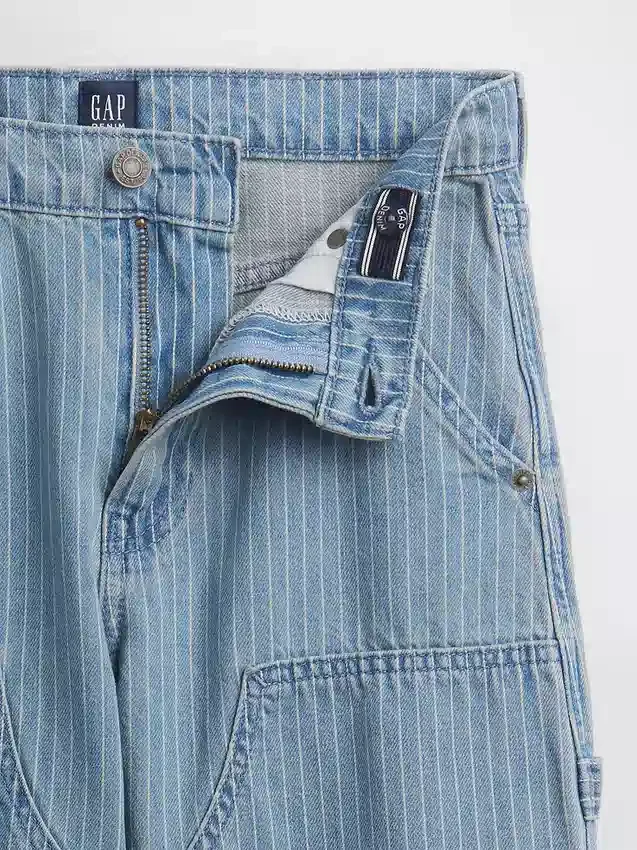 Kids Baggy Stripe Double-Knee Carpenter Jeans