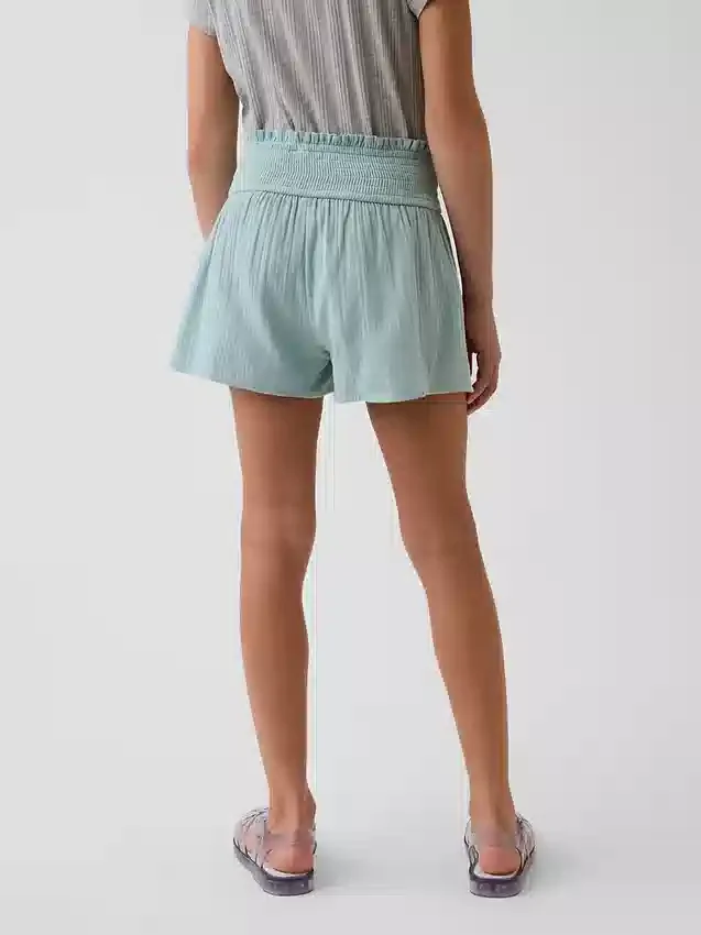 Kids Cotton Gauze Butterfly-Hem Shorts